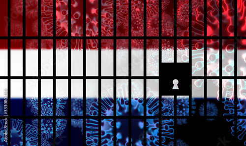 Fotografie Netherlands lockdown preventing coronavirus epidemic or outbreak - 3d Illustrati