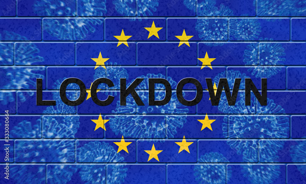 Fototapeta premium EU lockdown to stop covid19 epidemic or outbreak - 3d Illustration