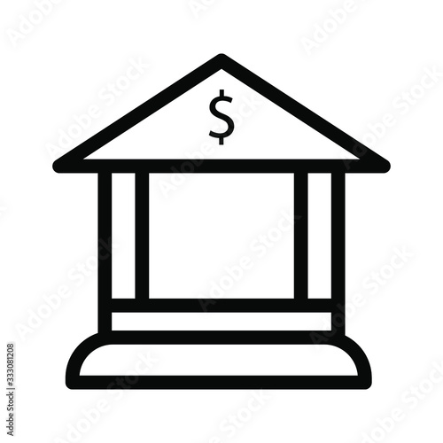 Bank icon , money business concept building emblem isolated illustration , design simple template logo , outline solid background white