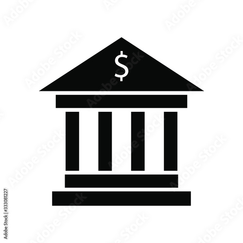 Bank icon , money business concept building emblem isolated illustration , design simple template logo , outline solid background white
