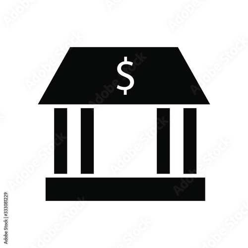 Bank icon , money business concept building emblem isolated illustration , design simple template logo , outline solid background white