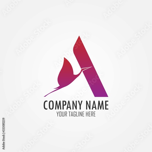 Letter A Logo. A Letter Design Vector with flying storks concept.