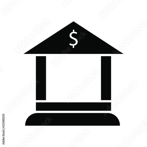 Bank icon , money business concept building emblem isolated illustration , design simple template logo , outline solid background white