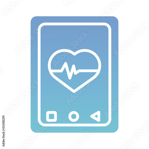 smartphone with heart cardio health online silhouette gradient style