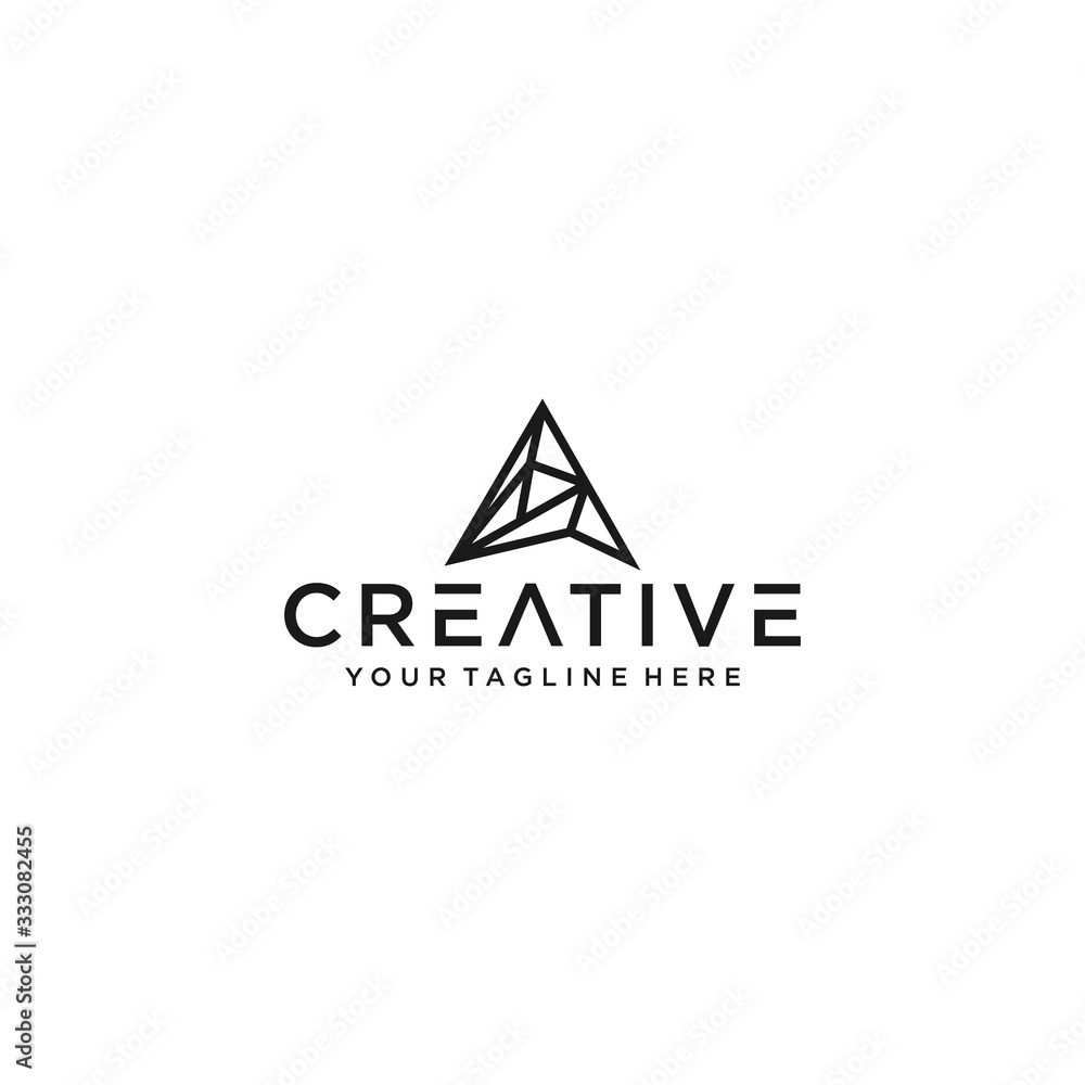 Initial letter A polygonal logo vector design template Initial letter A polygonal logo vector design template