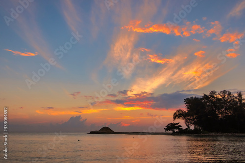 Stunning scenery sunrise surrounding Kuala Ibai Beach located in Terengganu, Malaysia photo