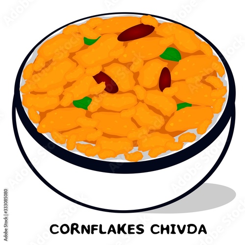 Namkeen cornflakes chivda indian snacks Vector
