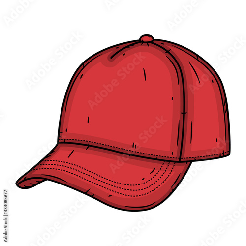 Red baseball cap isolated on white background.