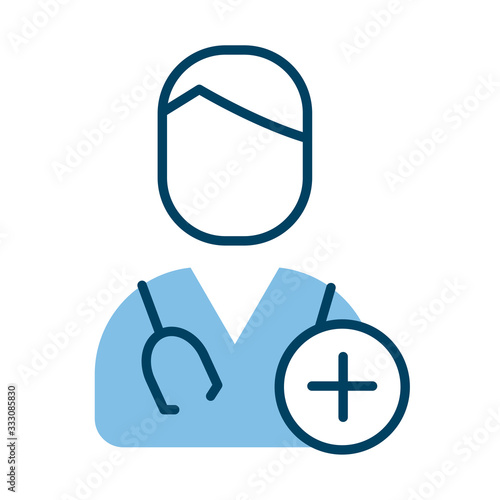 doctor professional character half line style
