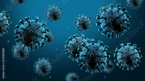 Virus illustration concept background. 3D render photo