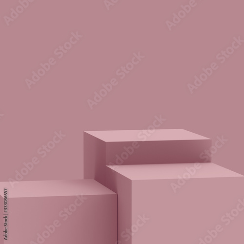 3d violet mauve stage podium scene minimal studio background. Abstract 3d geometric shape object illustration render. Display for cosmetic fashion product. Natural monochrome color tones.