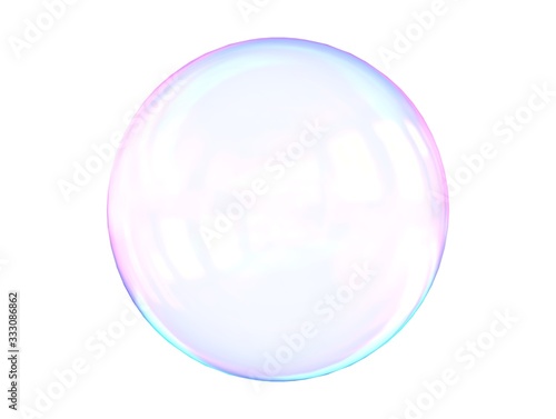 3d crystal ball pink blue gradient colors  isolated on white background. Abstract bubble glossy pastel 3d geometric shape object illustration render. 