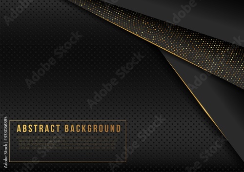 Dark black with shiny gold dots pattern metal background for business template design dan wallpaper purpose