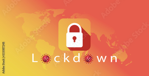 lockdown word design vector. coronavirus quarantine illustration.