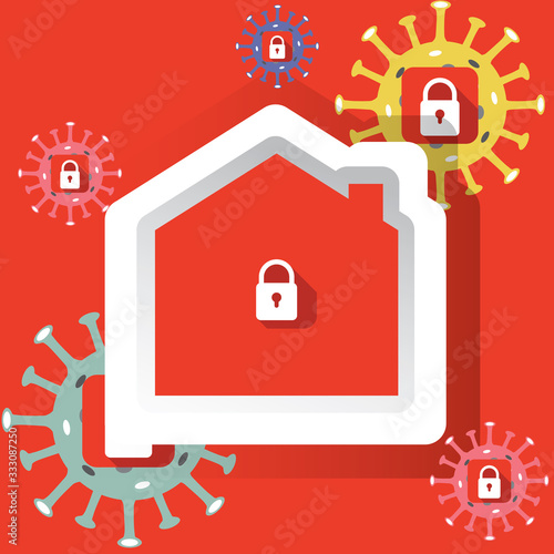 lockdown word design vector. coronavirus quarantine illustration.