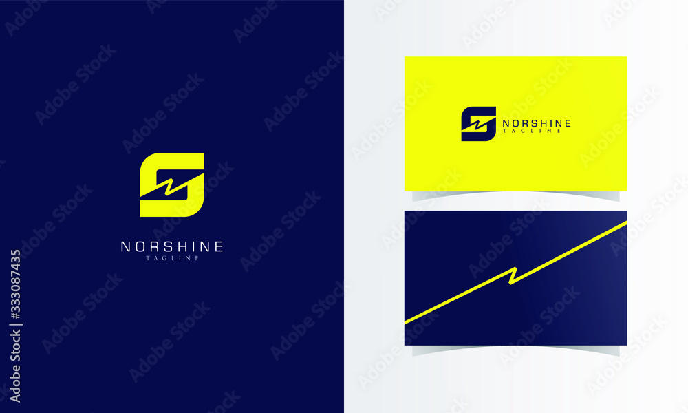 SN Monogram Bolt Logotype vector with business card template design for ...