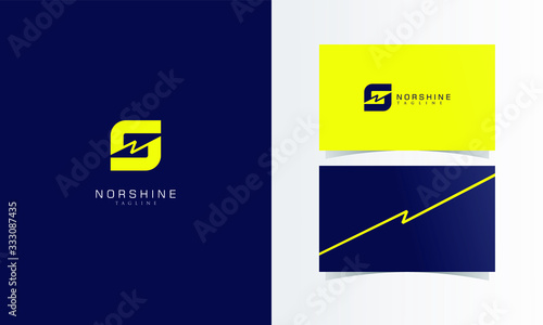 SN Monogram Bolt Logotype vector with business card template design for branding identity