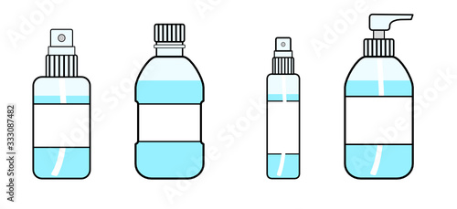 Hand sanitizer bottle with a label, washing alcohol
