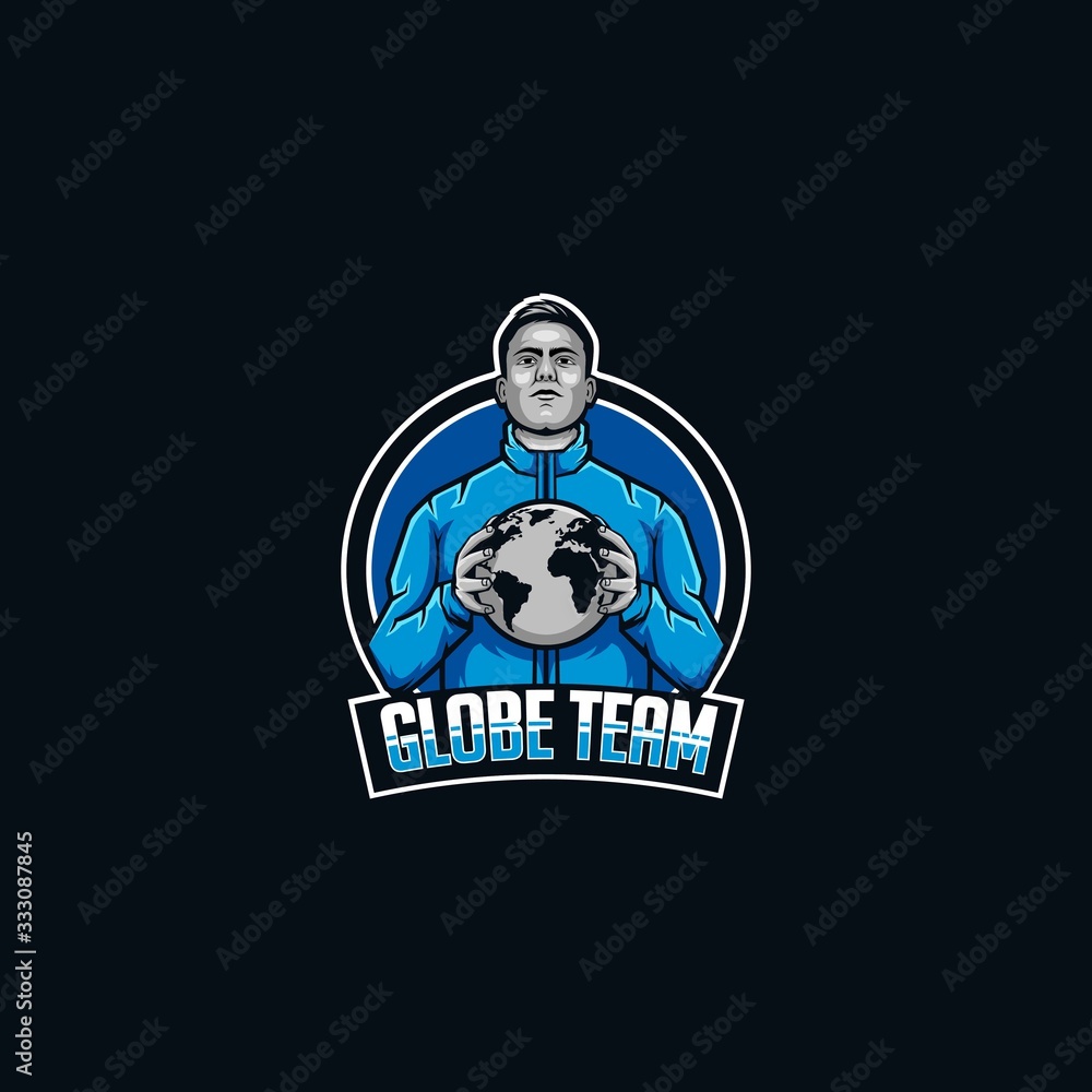Globe team mascot logo. save the earth mascot logo