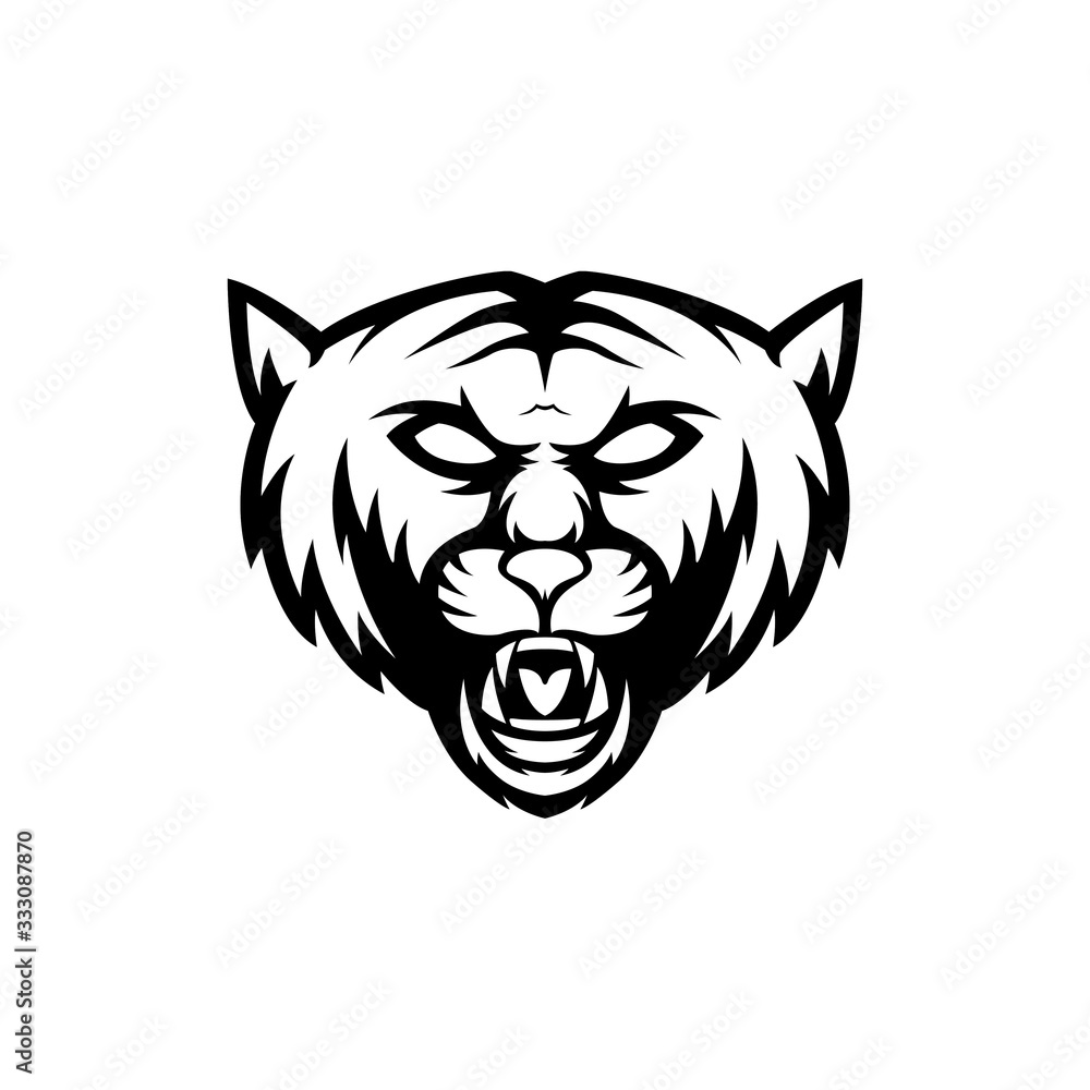 modern black white wild cat mascot logo