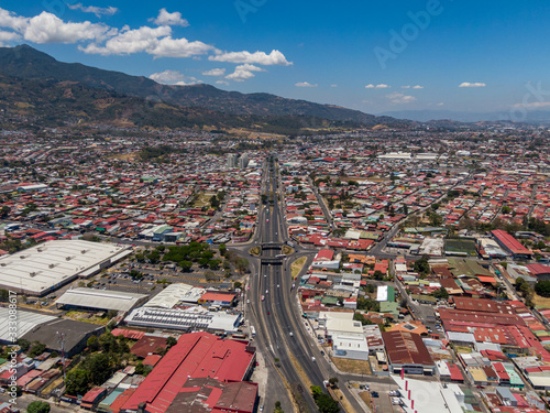 Beautiful aerial view of the empty streets  of San Jose Costa Rica photo