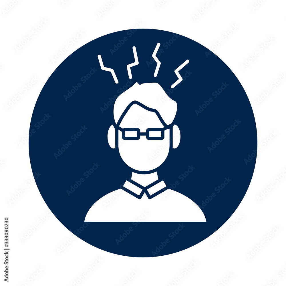 Obraz premium profile human with fever block silhouette style icon