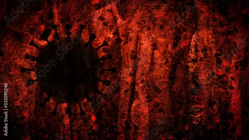 corona virus 3d animation loop side horror