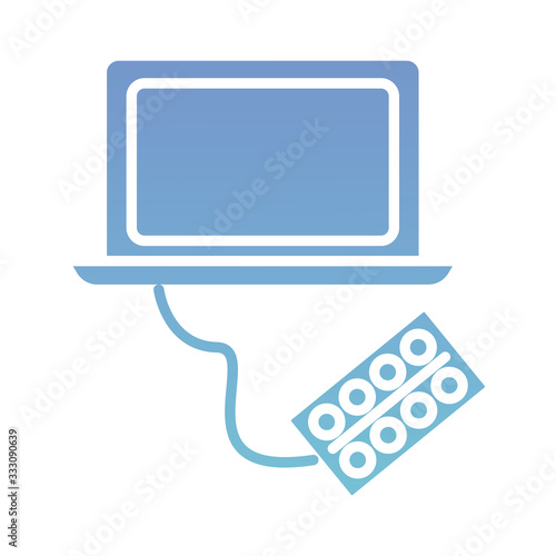 laptop with drugs health online silhouette gradient style