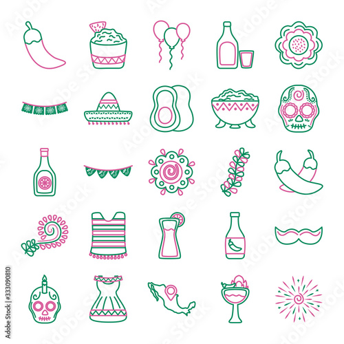 bundle of mexican set icons