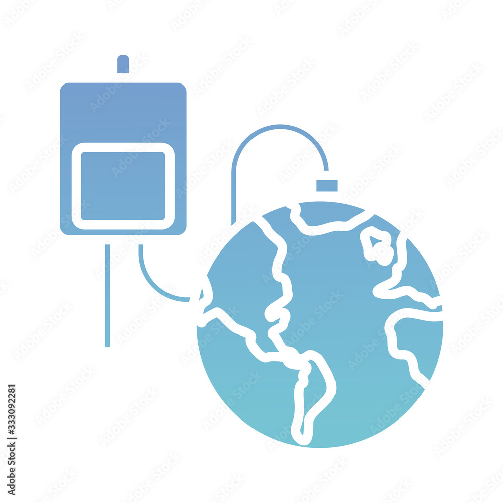Obraz premium earth planet with blood bag health online silhouette gradient style