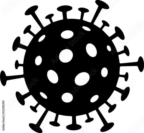 Coronavirus COVID-19 Virus Symbol. Coronavirus Bacteria Cell Icon, COVID-19 Icon. Corona Virus 2019-nCoV Novel Coronavirus Bacteria. Dangerous Coronavirus Cell in China, Wuhan. Isolated Vector Icon