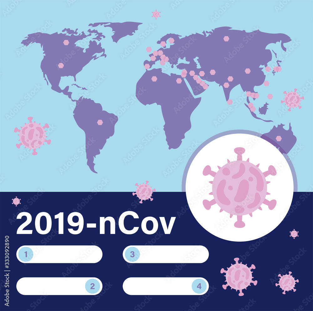 Naklejka premium 2019 ncov infographic with world planet