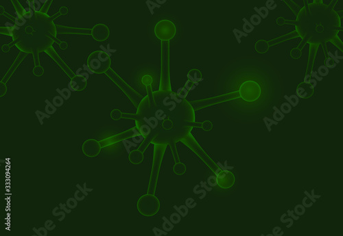 Corona Virus Form isolated on white  blackground, # Covid 2019, #2o19-nCov, Virus in green colors