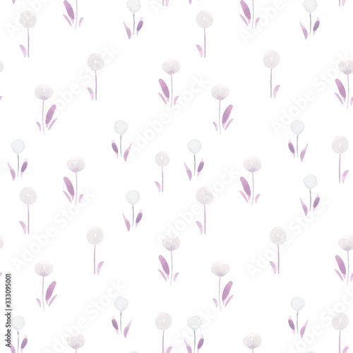 Beautiful vector floral summer seamless pattern with watercolor hand drawn field abstract flowers. Stock illustration.