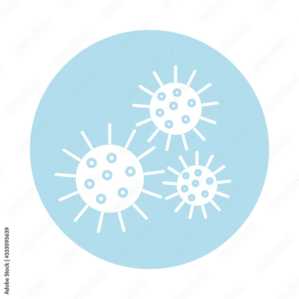 covid19 virus particle block silhouette style