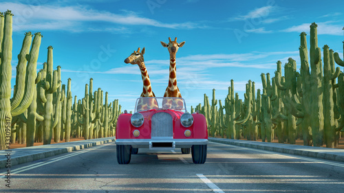 Canvas Print Retro car funny