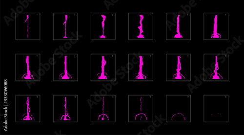 Shine poison lightning animation effect. lightning effect sprite sheet. frame by frame classic animation sprite sheet for game, cartoon, video, animation or motion