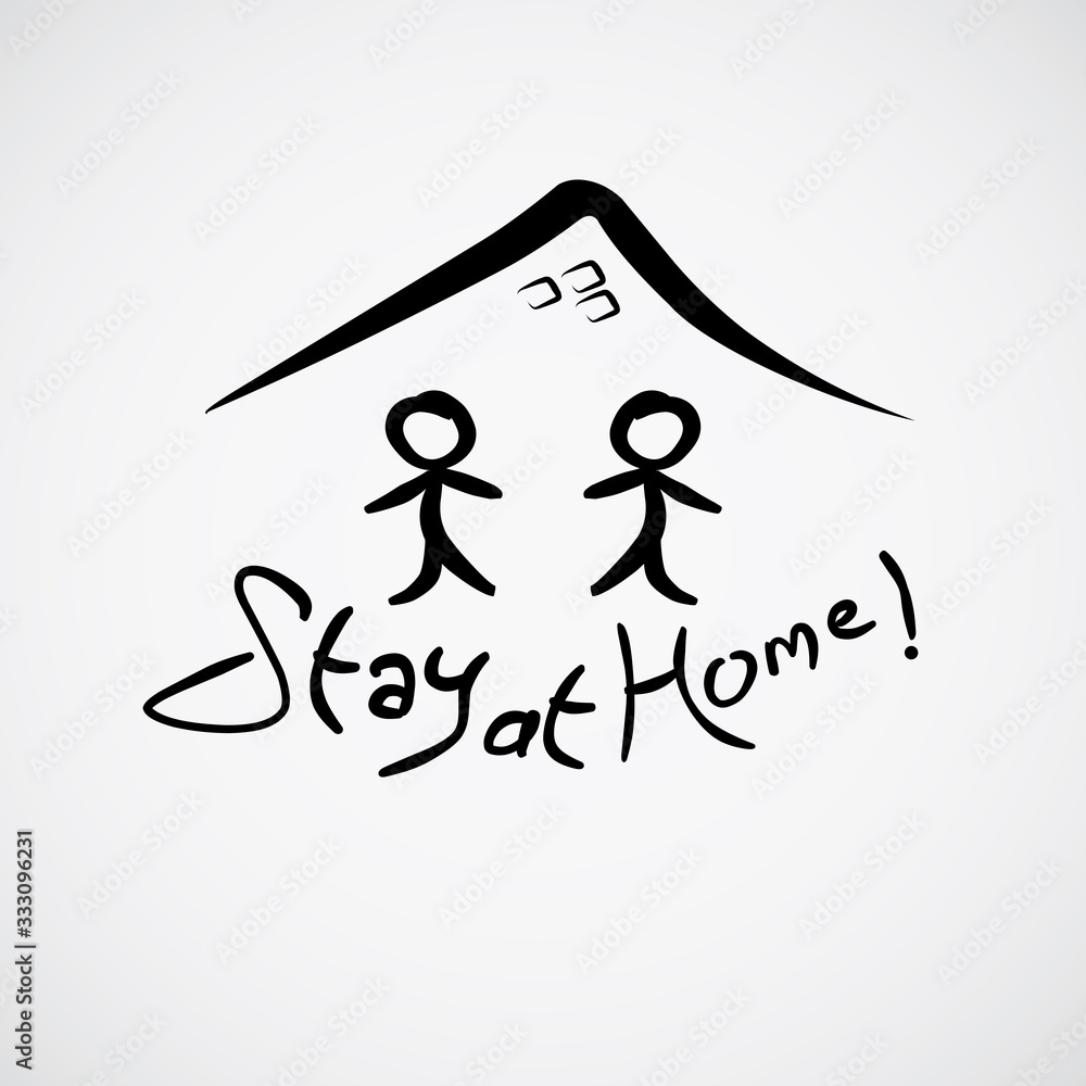 Obraz premium stay at home vector illustration