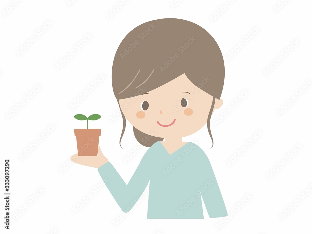 Young woman with seedling
