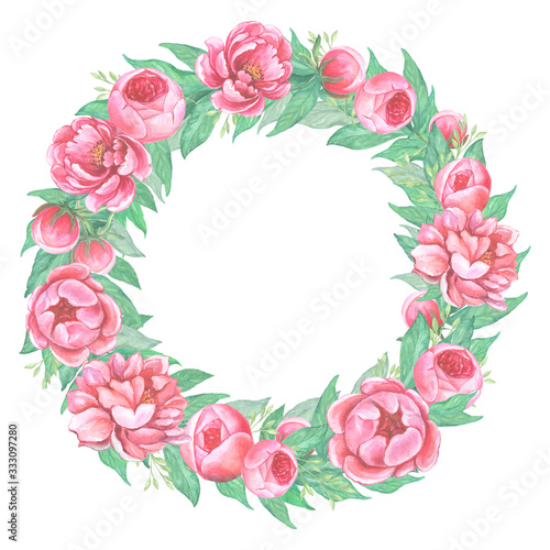 frame with peonies