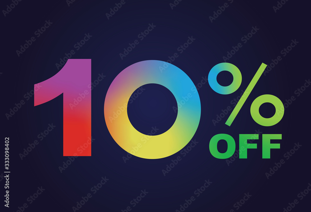 Obraz Rainbow gradient ten percent off special discount word text