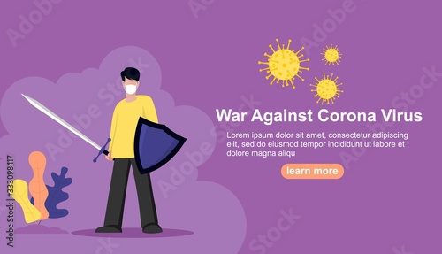 Landing page template of war against the corona virus  vector 
