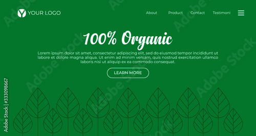 Green and organic website header with leaves illustration