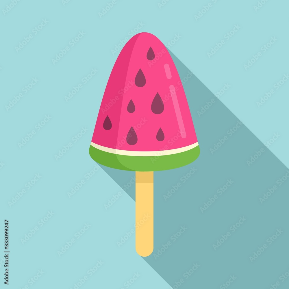 Watermelon ice cream icon. Flat illustration of watermelon ice cream vector icon for web design