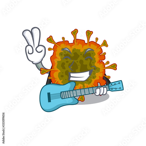 Supper cool duvinacovirus cartoon playing a guitar photo