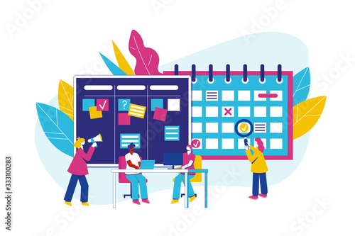 Agile project management process. Communication, teamwork, business process.