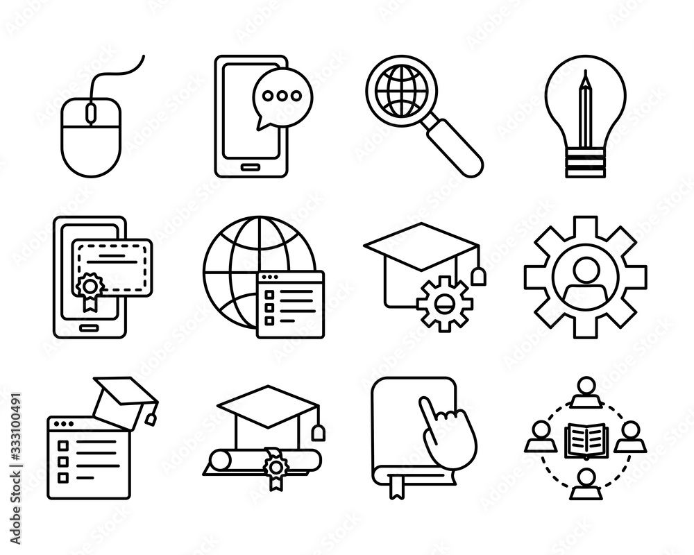 bundle of education online set icons bundle of education online set icons