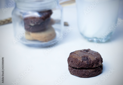 chocolate cookies and milk  (ID: 333100698)