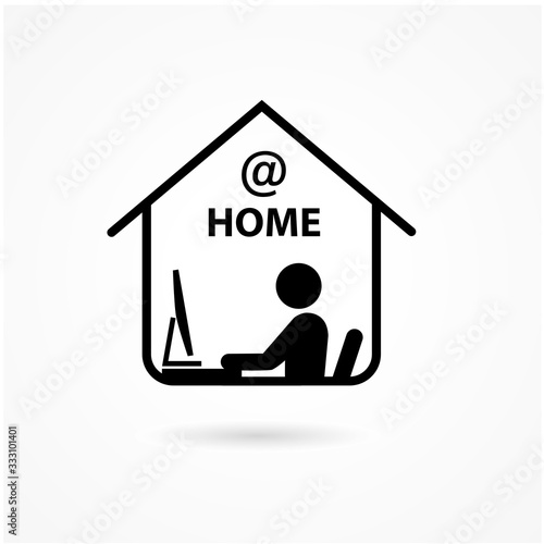 Symbol of work at home. Professionals are working on computer at home. icon vector. 