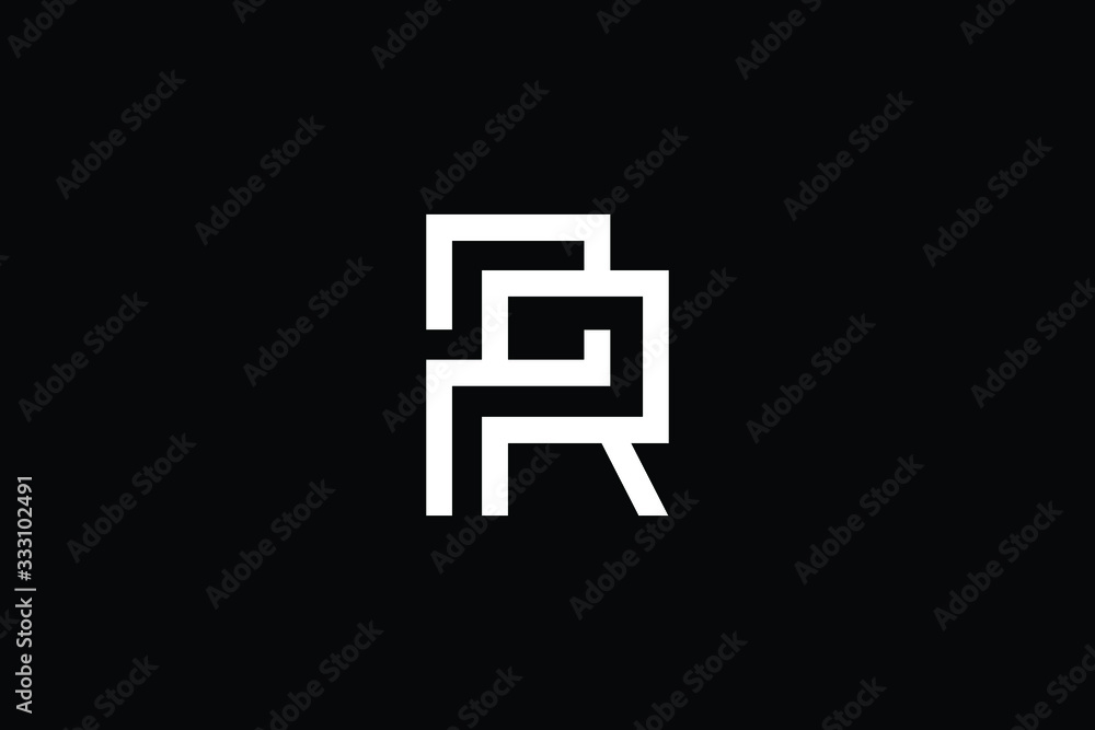 Minimal elegant monogram art logo. Outstanding professional trendy awesome artistic PR RP initial based Alphabet icon logo. Premium Business logo White color on black background Minimal elegant monogram art logo. Outstanding professional trendy awesome artistic PR RP initial based Alphabet icon logo. Premium Business logo White color on black background